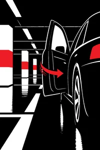 A heavy car door swinging shut in a quiet underground garage.