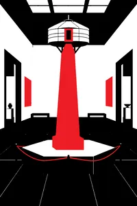 An ancient Egyptian obelisk awkwardly fitted with a Mongolian yurt on top, standing on a hex tile in an empty museum.