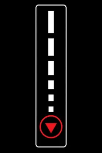 An elevator panel with a single red down-arrow button