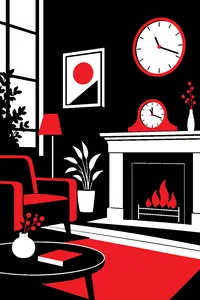 A wall clock and a mantel clock in a dim, quiet living room, their hands showing slightly different times.